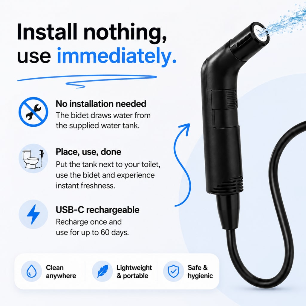 Kidio™ Portable Bidet – The Cleanest Bathroom Upgrade Without Plumbing